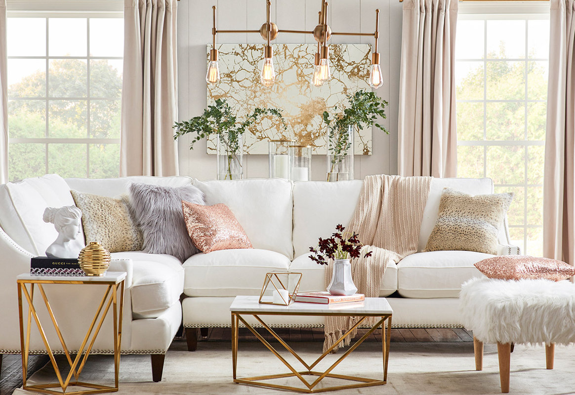 Glam Living Room Design Photo by Wayfair
